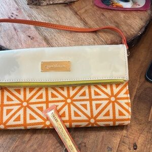 Spartina 449 Orange and Cream Clutch and nakery lip peach Bellini